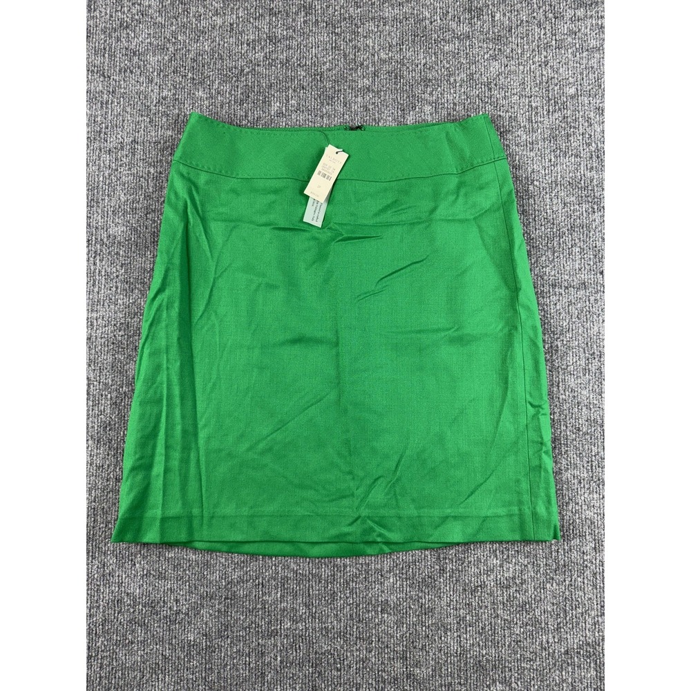 Talbots Skirt Womens 2P Green Wool Flannel Pencil Knee Length Lined Stretch Work